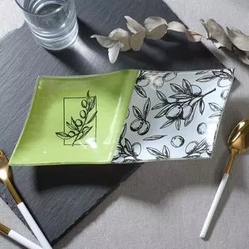 Менажница «Оливки», стекло, 12х25 см