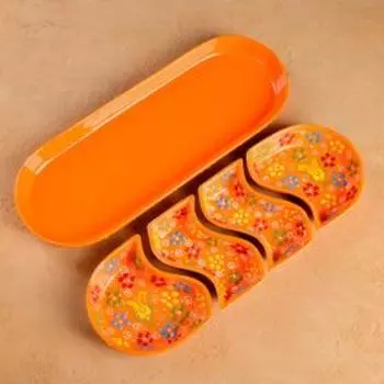 Менажница овальная 33*12см "Рельеф оранжевый"