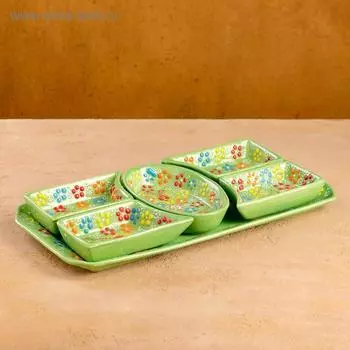 Менажница прямоугольная 34,5*17см "Рельеф зеленый"