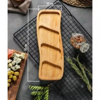 Менажница деревянная прямоугольная Доляна, 30101,8 см, 4 секции, берёза