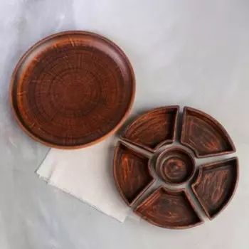 Менажница "Семейная", гладкая, красная глина, 30 см