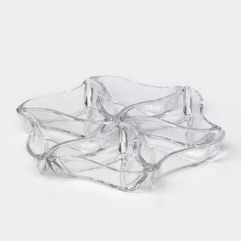 Менажница FLOWER, из 6 предметов, 2223 см, стекло, прозрачная