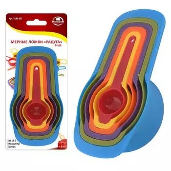 Мерные ложки Мультидом «Радуга», пластик, 6 шт