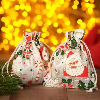 Мешочек новогодний "Сказка", 10*12см, цветной