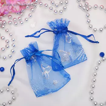 Мешочек подарочный "Бабочки", 7*9 цвет синий