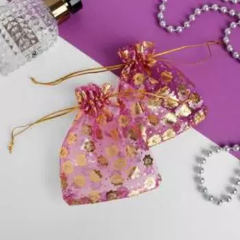 Мешочек подарочный «Цветы», 1012, цвет малиновый с золотом