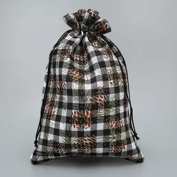 Мешочек подарочный новогодний холща «Клетка», 20 х 30 см +/- 1.5 см