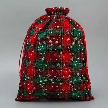 Мешочек подарочный холща «Мороз и солнце», снежинки, 30 х 40 см +/- 1.5 см, Новый год