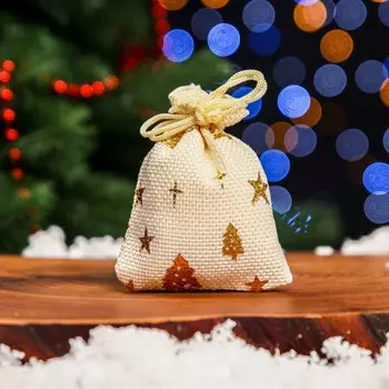 Мешочек подарочный из холщи «Елочки», 79 см