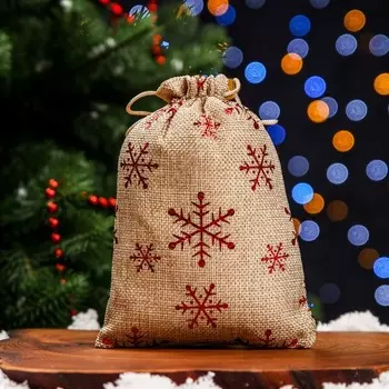 Мешочек подарочный новогодний из холщи «Снежинки», 1318 см