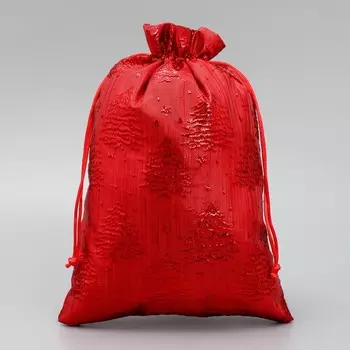 Мешочек подарочный новогодний парча «Ёлочка», 20 х 30 см +/- 1.5 см