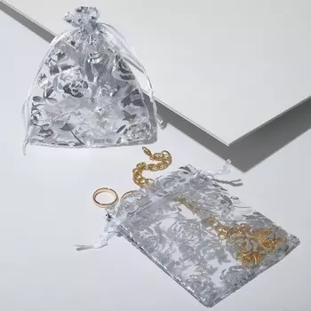 Мешочек подарочный «Розы серебристые», 1012, цвет белый с серебром