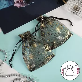 Мешочек подарочный «Звёздные вспышки», 1012, цвет чёрный с золотом