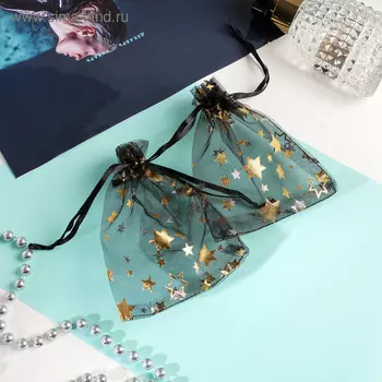 Мешочек подарочный «Звёздный дождь», 1012, цвет чёрный с золотом