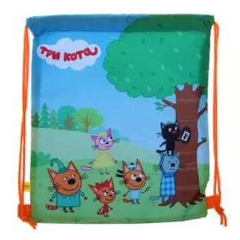 Мешок для обуви 320 х 270 "Три кота", голубой/зелёный/оранжевый