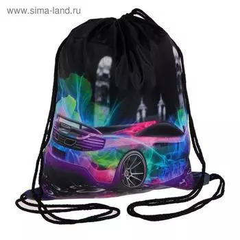 Мешок для обуви 420 х 340 мм, Calligrata МСО-5С, (мягкий полиэстер, плотность 210D), "Фиолетовое авто"