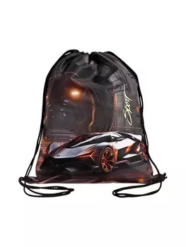 Мешок для обуви Stavia на шнурке, с принтом, размер 430.536 см, чёрный/рыжий