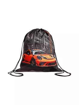 Мешок для обуви Stavia на шнурке, с надписью, принтом, размер 430.536 см, чёрный/серый/оранжевый