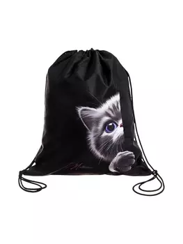 Мешок для обуви Stavia на шнурке, с принтом, размер 430.536 см, чёрный/серый