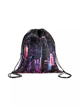 Мешок для обуви Stavia на шнурке, с принтом, размер 430.536 см, чёрный/розовый/сиреневый