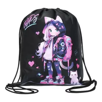 Мешок для обуви 435 х 360 мм, Stavia (плотность 600D с водоотталкивающей ПУ-пропиткой) "Аниме"