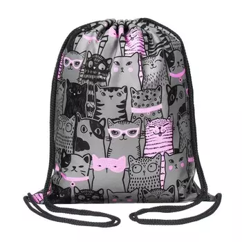 Мешок для обуви 435 х 360 мм, Stavia (плотность 600D с водоотталкивающей ПУ-пропиткой) "Кошачья семейка"