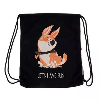 Мешок для обуви 450 х 350 мм, Bruno Visconti (высокопрочный полиэстер, плотность 420D), со светоотражающей полосой, "Забавный корги"