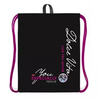 Мешок для обуви 490 х 410 мм, с петлей, Hatber, Dolce Vita, чёрный/розовый NMn_14029