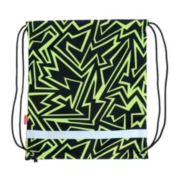 Мешок для обуви 440 х 365 мм, Erich Krause, плотность 300D, со светоотражающей полосой, High Voltage, жёлтый/чёрный