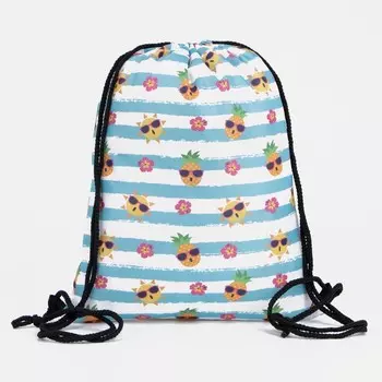 Мешок для обуви на шнурке, в полоску, размер 320.540 см, белый/голубой