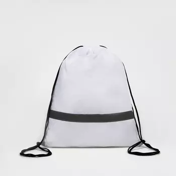 Мешок для обуви на шнурке, светоотражающая полоса, цвет белый