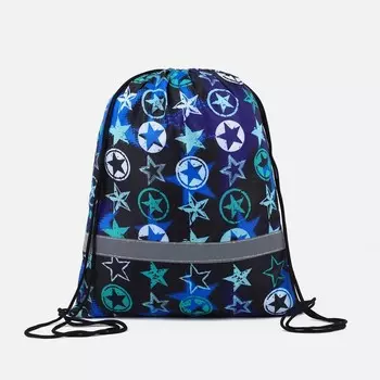 Мешок для обуви на шнурке, «ЗФТС», светоотражающая полоса, цвет чёрный/синий