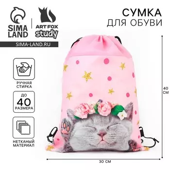 Мешок для обуви «Очаровательный котёнок» нетканое полотно, размер 3040 см