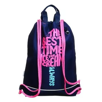 Мешок для обуви с карманом 430 х 360 х 90 мм, с расширением, ручка-петля, светоотражающая полоса, МО-31с-21, Ice cream (полиэстер кашированный пенополиуретаном "дутик")