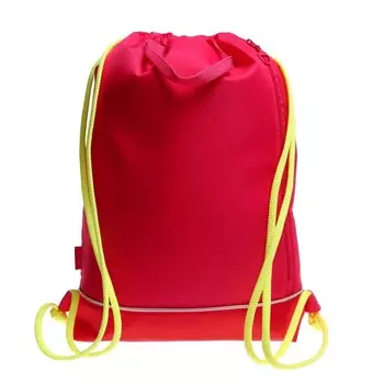 Мешок для обуви с карманом 430 х 360 х 90 мм, с расширением, ручка-петля, светоотражающая полоса, Оникс МО-31с-48, розовый/салатовый (полиэстер кашированный пенополиуретаном "дутик")