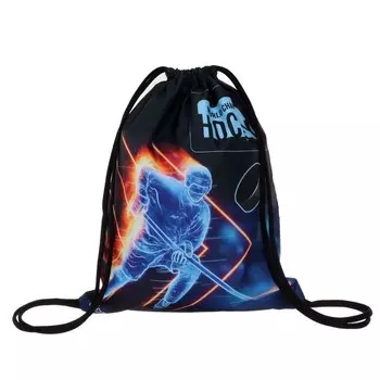 Мешок для обуви с карманом, 470 х 370 мм, с ручкой-петлей, "Оникс", МО-26-1-2р, "Хоккей в огне"