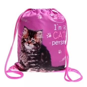 Мешок для обуви с карманом, 470 х 370 мм, с ручкой-петлей, "Оникс", МО-26-1-2р, "Котёнок"