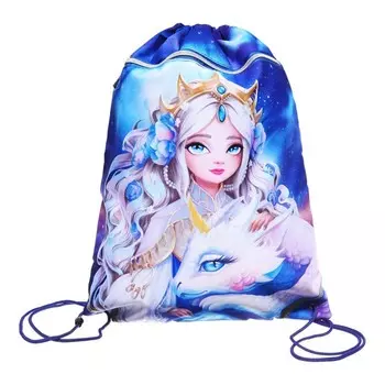 Мешок для обуви с карманом 480 х 360 мм, Феникс, с ручкой "Принцесса с драконом"