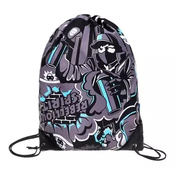 Мешок для обуви с карманом 480 х 360 мм, Феникс, светоотражающая полоса, с ручкой "Бунтарский дух"