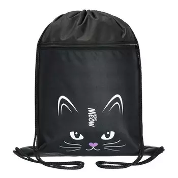 Мешок для обуви с карманом 480 х 390 мм, Stavia (плотность 600D с водоотталкивающей ПУ-пропиткой) "Кошачья мордочка"