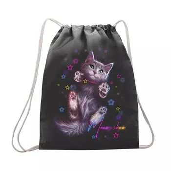 Мешок для обуви 430 х 340 мм, Stavia (плотность 600D с водоотталкивающей ПУ-пропиткой) "Котик"