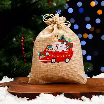 Мешок подарочный новогодний с термонаклейкой «Друзья с подарками», 1318 см