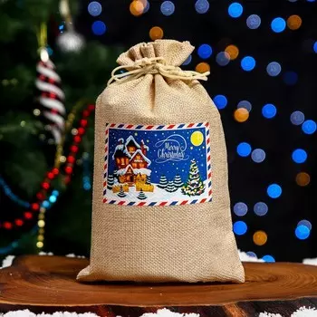 Новый год. Мешок подарочный с термонаклейкой, 16 х 24 см