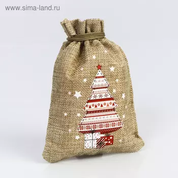 Мешочек новогодний подарочный с термонаклейкой «Подарки», 16 х 24 см +/- 1.5 см
