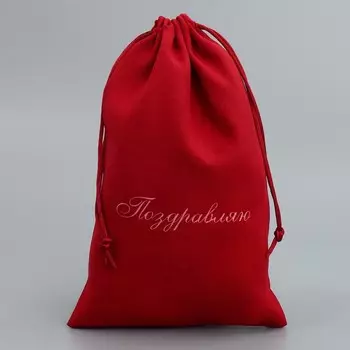 Мешочек подарочный замшевый «Поздравляю», 16 х 24 см +/- 1.5 см