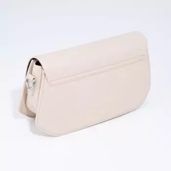 Сумка-мессенджер на клапане, длинный ремень, цвет бежевый