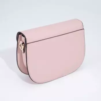 Сумка-мессенджер на клапане, длинный ремень, цвет розовый