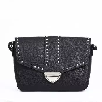 Сумка-мессенджер на клапане, наружный карман, регулируемый ремень, цвет чёрный