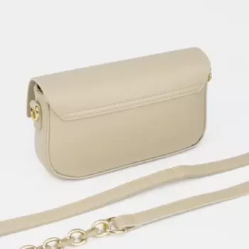 Сумка-мессенджер на молнии, наружный карман, длинный ремень, цвет светло-бежевый