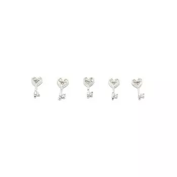 Металлическая фурнитура POLE «Ключик-сердце», со стразами, 2 шт